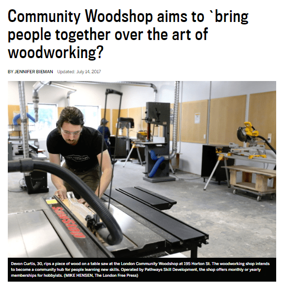 Community Woodshop Aims.. LFP article